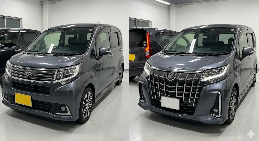 ムーヴカスタム la100s 前期 後期 違い 外装比較