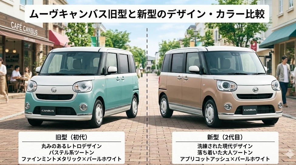 ムーヴキャンバス旧型と新型のデザイン・カラー比較