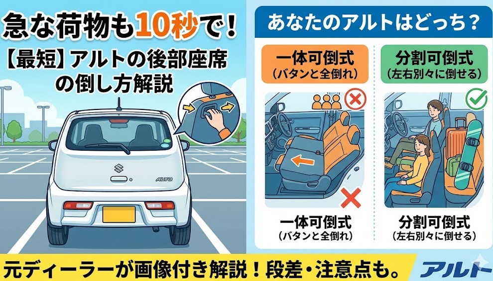 アルト 後部座席 倒し方