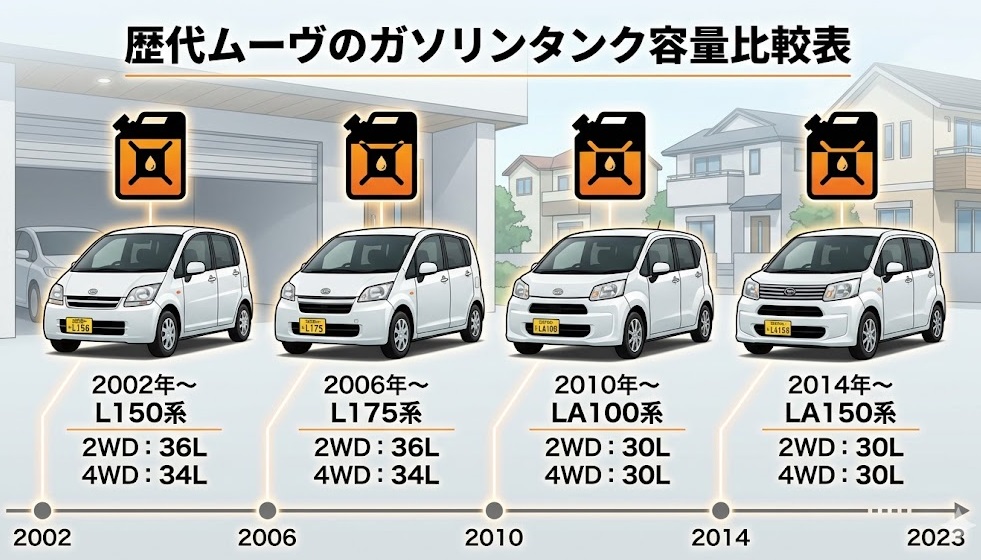 ムーヴ ガソリンタンク容量