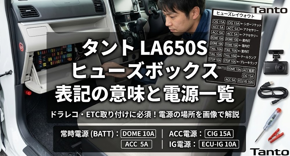 タント la650s ヒューズボックス 表記