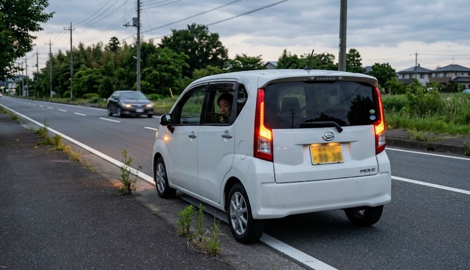 アクセルを踏んでも加速しないムーヴを安全な場所に停車させる手順