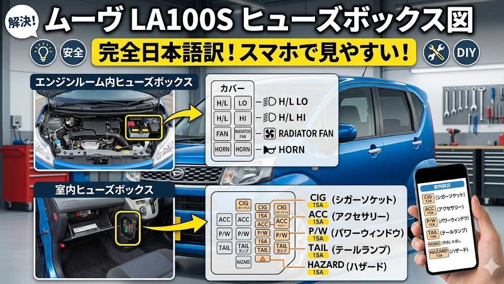 ムーヴ la100s ヒューズボックス図