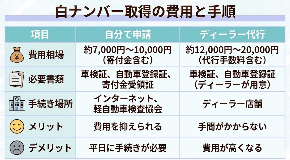 軽自動車の白ナンバー化にかかる費用と申請手順のまとめ