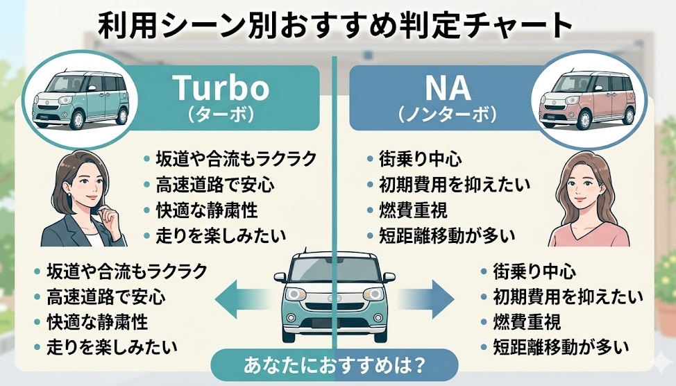 ムーヴキャンバス ターボとNAのおすすめ判定表
