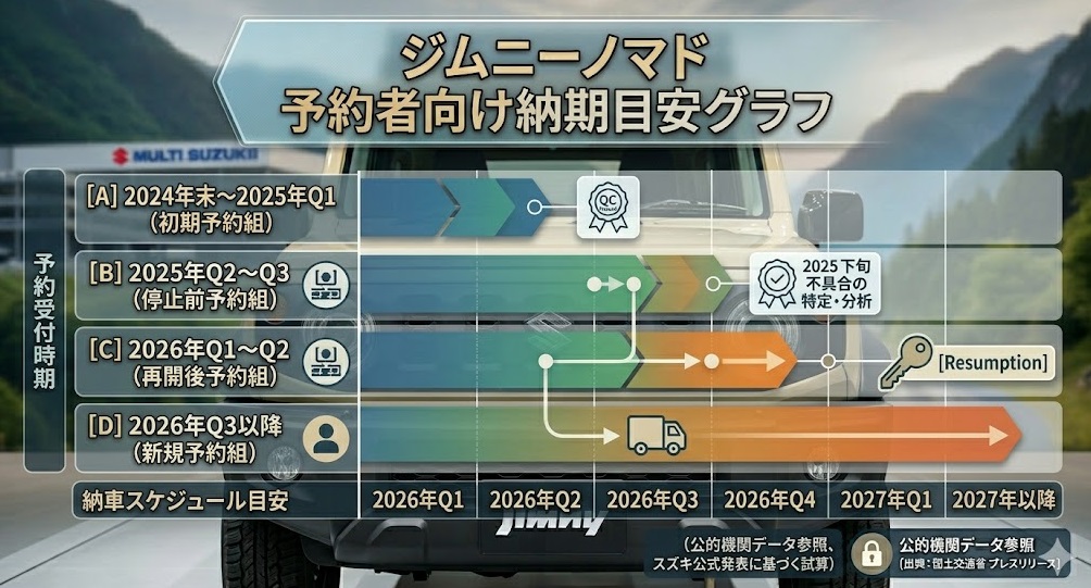 ジムニーノマドの予約時期別・納車スケジュール目安
