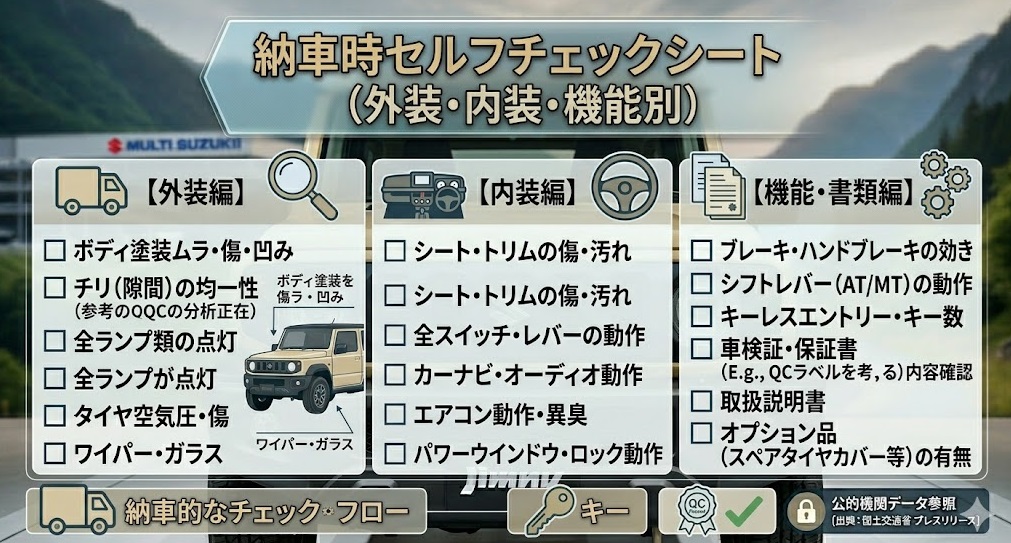 ジムニーノマド納車時の不具合確認セルフチェックリスト