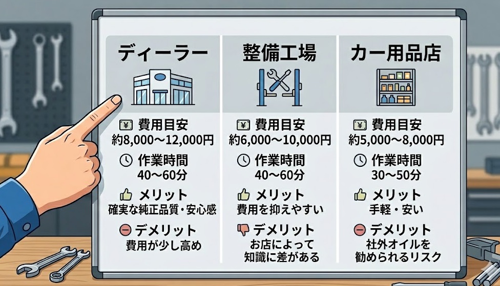 N-BOXのCVTオイル交換費用・依頼先比較表