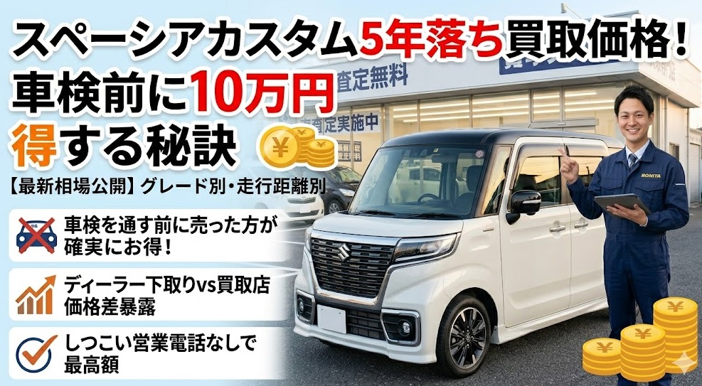 スペーシアカスタム 5年落ち 買取価格