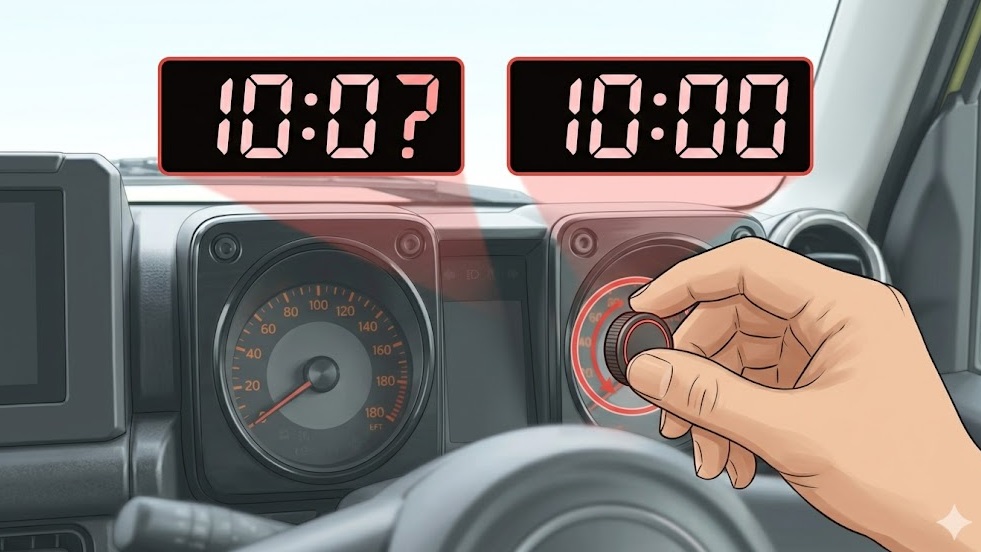ジムニー 時計設定 ノブを回して時間を合わせる