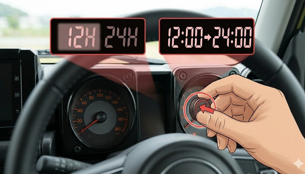 ジムニー 時計 12時間表示 24時間表示 切り替え