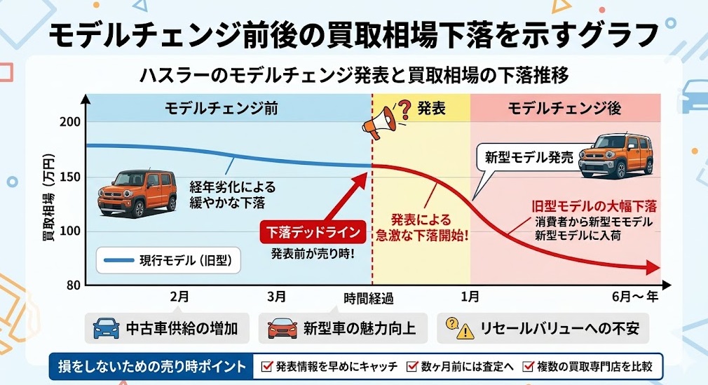 ハスラーのモデルチェンジ発表と買取相場の下落推移